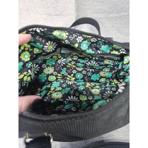 The Sak Black Rectangular woven shoulder bag with floral print liner - Picture 7 of 11